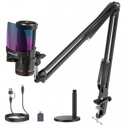 ZealSound Gaming USB Microphone KM8S Noise Cancellation Condenser mic with Touch Mute - DND - PID46 Home DND-PID46