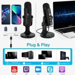 K66 USB Condenser Podcast Gaming Microphone Professional Podcasting Mic Home DND-PID47