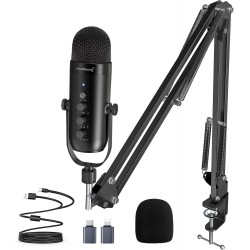 K66S USB Condenser Podcast Gaming Microphone Professional Podcasting Mic with Stand - DND - PID48 Home DND-PID47