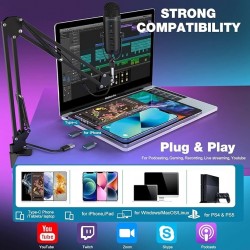 K66S USB Condenser Podcast Gaming Microphone Professional Podcasting Mic with Stand - DND - PID48 Home DND-PID47