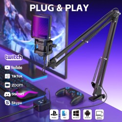 A68S USB Condenser Podcast Gaming Microphone Professional Podcasting Mic with Stand - DND - PID49 Home DND-PID49