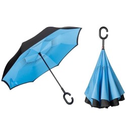 Double Layer Inverted Reversible No Drip Umbrella with C Shape Handle Easy Open & Close car Umbrella (Random Color) Home DND-...
